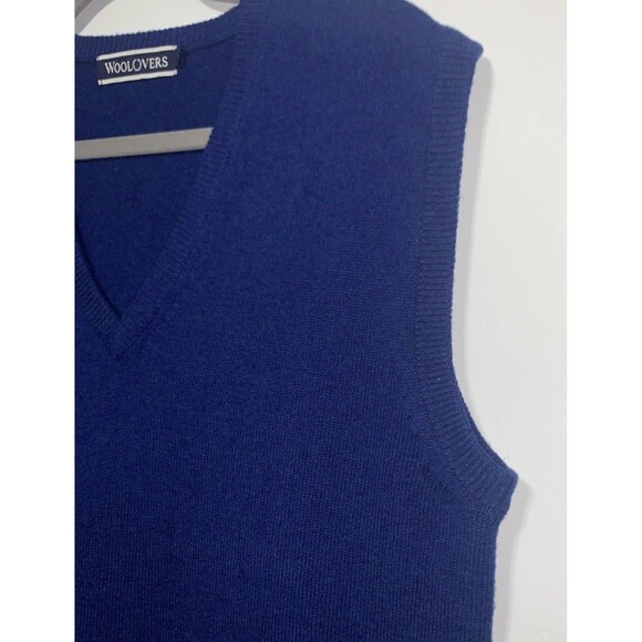 WoolOvers Sweater Vest Mens 100% Pure New Wool Knit Tank Sleeveless Blue Medium - Picture 3 of 8